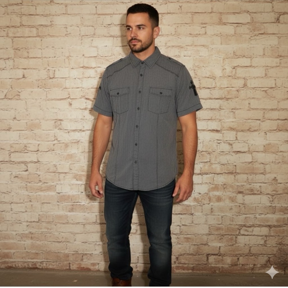 Helix Gray Short Sleeve Shirt Size XL